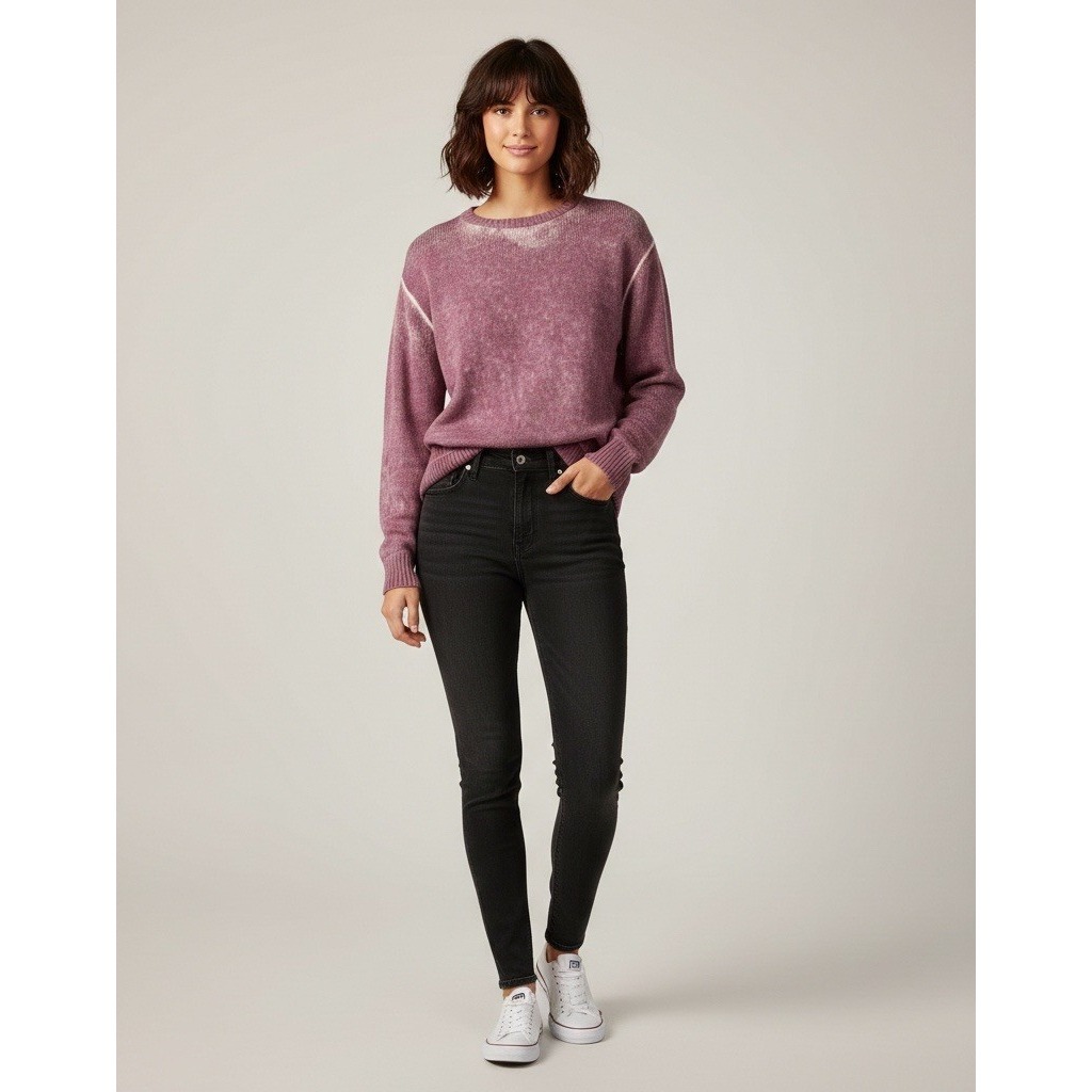 Lululemon Womens Long Sleeve Hazy Day Plum Pink Cashmere Blend Sweater Medium